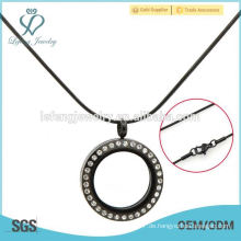 Neue Ankunft Edelstahl 18 &#39;&#39; schwarze Schlange Kette schwimmende Charme locket Anhänger Halskette Schmuck